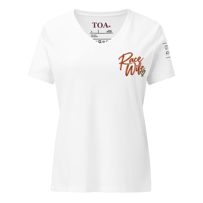 Race Wife | He Races, I Brunch Women’s V-Neck Tee